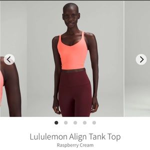 Lululemon Align tank in Raspberry Cream with cups. Size 10
